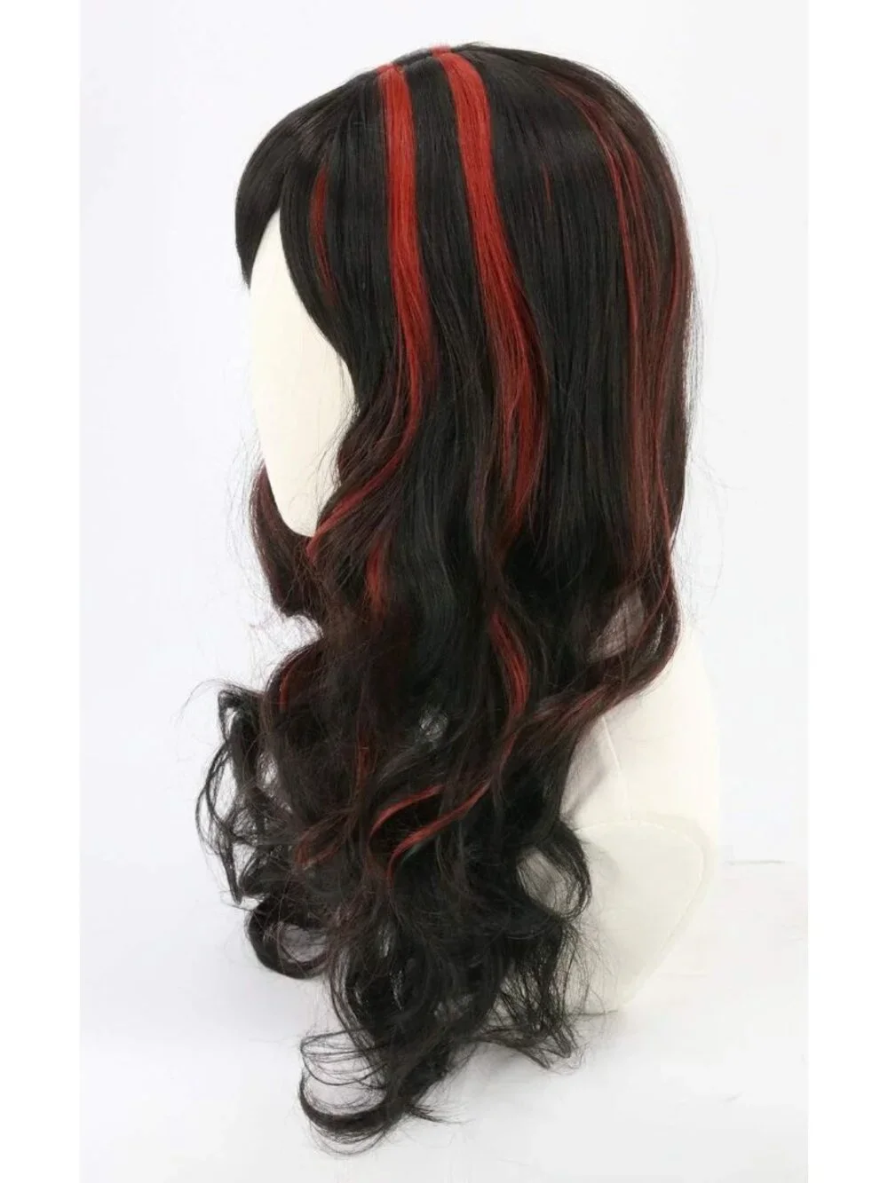 Women's Black Red Short Cosplay Halloween Costume Wig With Necklace Earrings